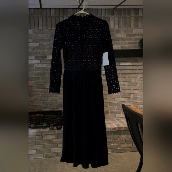 Elegant Navy Lace Dress - Picture 1 of 7